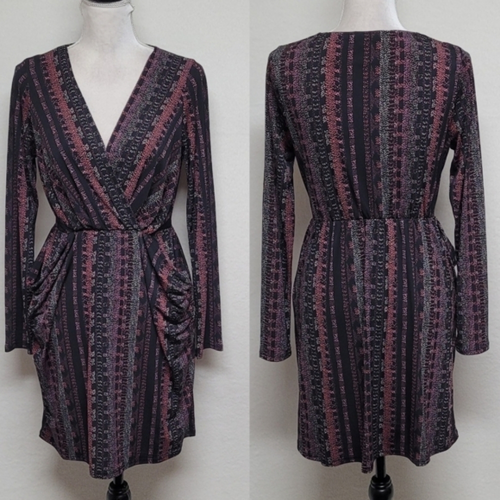 Bcbgeneration Burgundy Multi Surplice Neckline Lo… - image 2